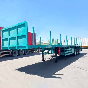 Semi Flatbed Trailers for Sale 3 Axle with Side Bar Pipe