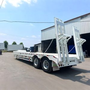 2 Axle 40 Ton White Lowbed Semi Trailer