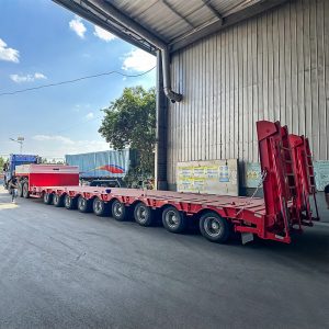 9 Axle Red Heavy-Duty Lowbed Semi Trailer