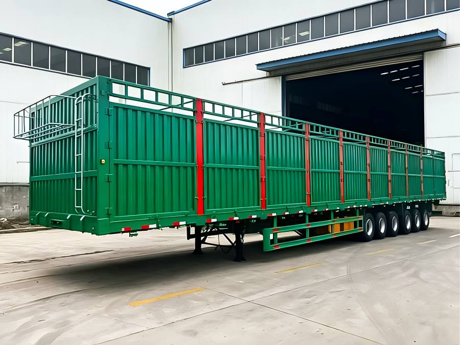 Cargo fence semi trailer structure types including straight beam and gooseneck heavy duty cargo fence trailer